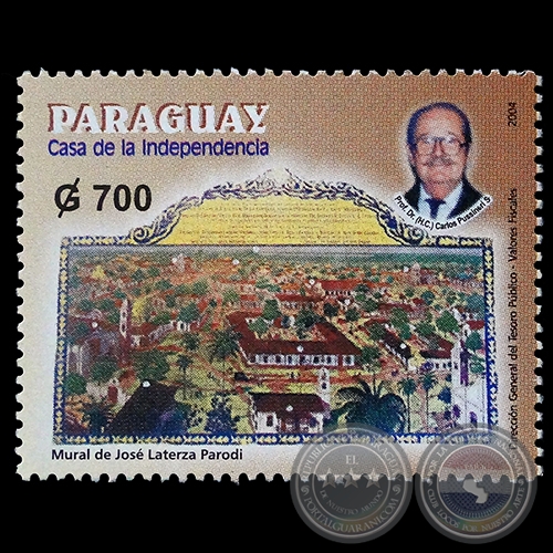 MURAL DE JOS LATERZA PARODI - CASA DE LA INDEPENDENCIA - SELLOS POSTALES DEL PARAGUAY AO 2.004